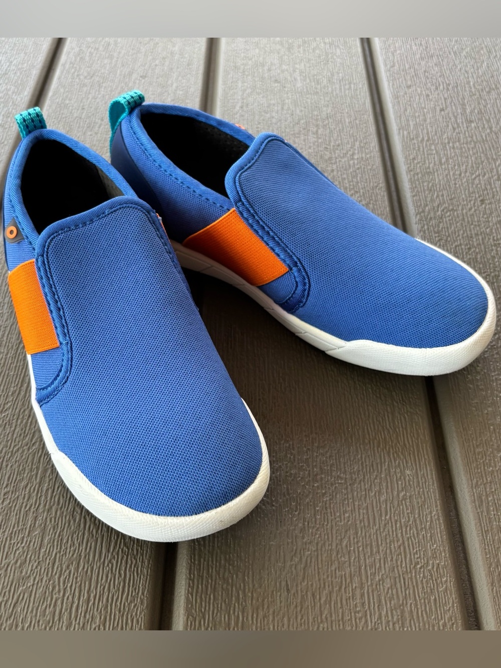 Bogs Kids’  Kicker II Elastic Slip-On Sneakers with Orange Accent Sz 1